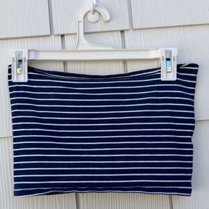 Forever 21 Navy and White Striped Tube Crop Top